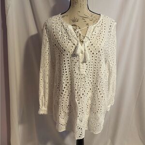 Chicos White Eyelet Lace Blouse
